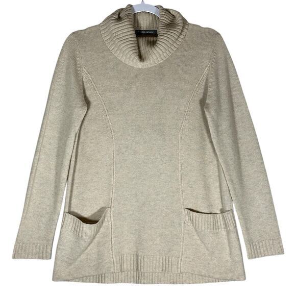 Claudia‎ Nicole Sz S Oversized Cowl Neck Sweater Merino Wool Cashmere Neutral - Picture 1 of 8